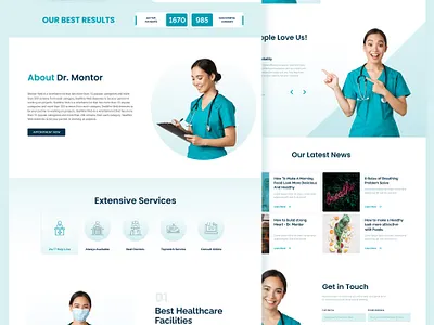 Montor – One Page Medical Portfolio Template blue bootstrap css design designtocodes doctor graphic design homepage homepagedesign html medical medicine one page onepage personal portfolio responsive template ui
