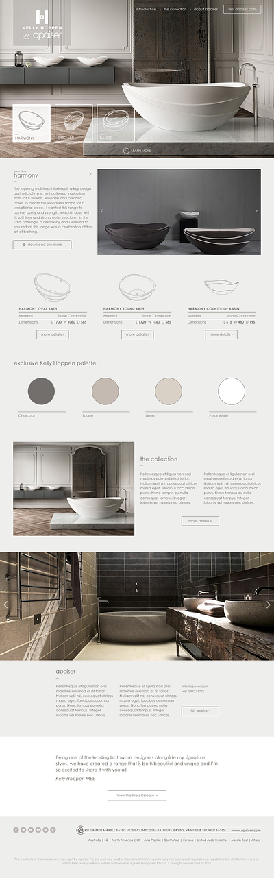 Kelly Hoppen by apaiser collection landing page web design