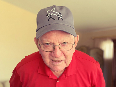 My 90 year old grandpa in the "Help People Carry On" dad hat. :) cross dad family grandad grandpa graphic graphic design gray grey hat hats swag