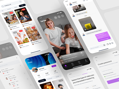 Toktak - Social Media App UI KIT app app design chat community facebook instagram message app mobile mobile app mobile app design social social app social media socmed tiktok ui