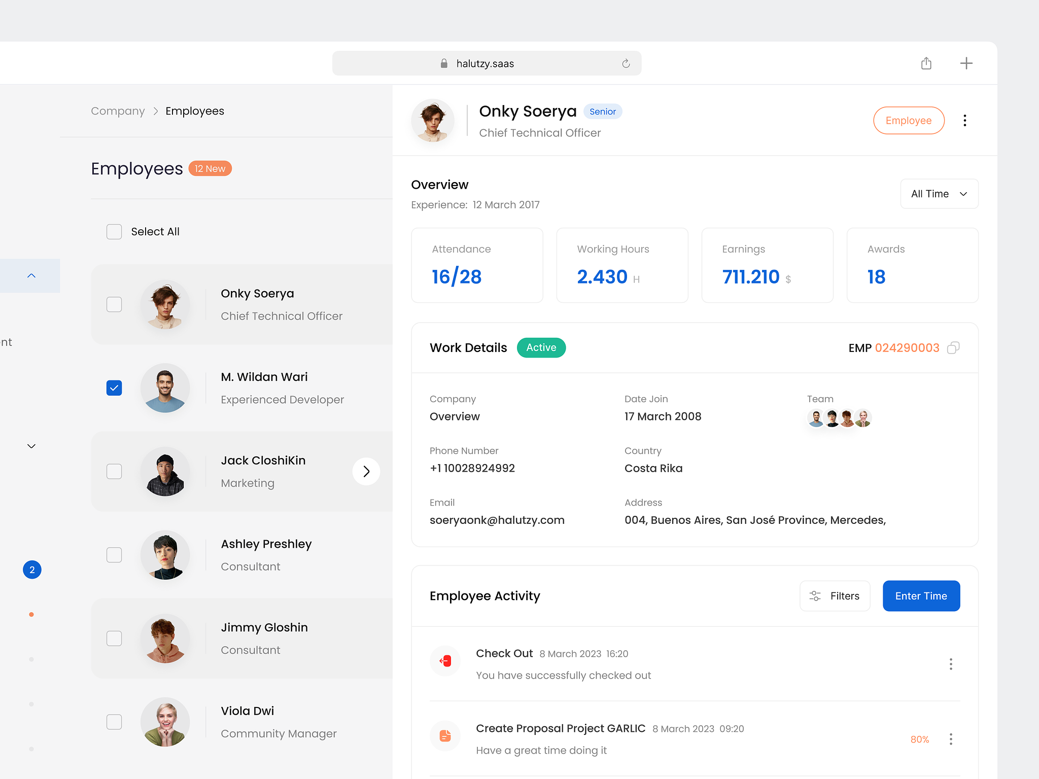 Halutzy - CRM Employee Data by Fariz Al 👋 for 10am Studio on Dribbble