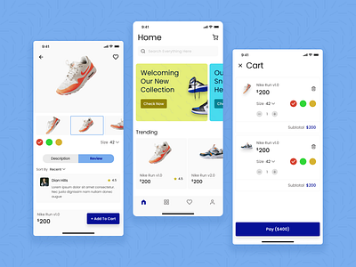 Ecommerce App Exploration app cart details ecommerce home ios mobile shoes ui