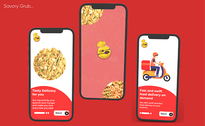 Savory Grub online food delivery application app branding design icon typography ui ux