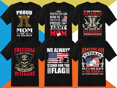 US Army T-Shirt Designs Bundle branding design graphic design illustration logo teacher typography ui ux vector