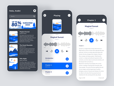 Audiobook app audiobook book design illustration mobile mobile ui mobileapp music musicplayer player sound ui vector
