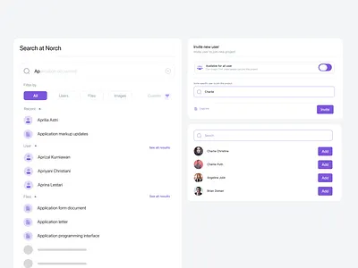 Search Component clean component design invite join search search component ui user