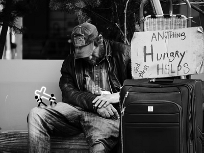 Help the homeless carry on. affliction broke cross desparate family foreigner help homeless hunger hungry luggage needy oppressed outside poor poverty sad servants sign suffering