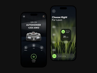 Automower Connect UI Concept artificial intelligence forest garden graphic design grass lawn mower lawn mower robots mobile nature robot smart home