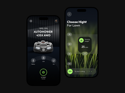 Automower Connect UI Concept artificial intelligence forest garden graphic design grass lawn mower lawn mower robots mobile nature robot smart home