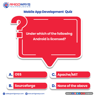 Under which of the following Android is licensed? amigoways amigowaysappdevelopers amigowaysteam android androidquiz developerquiz devquiz mobileappdevelopment mobileappquiz quiz