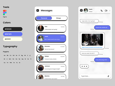 Direct Message app chat design direct message message ui user experience user interface ux