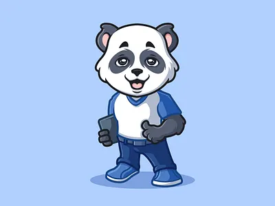 Panda Urban animal bear cartoon character illustration logo mascot panda programmer urban
