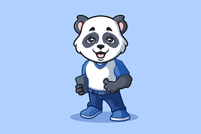 Panda Urban animal bear cartoon character illustration logo mascot panda programmer urban