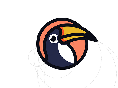 Toucan Logo bird branding cartoon circle clean cute design golden ratio graphic design grid illustration logo mascot minimal modern simple toucan vector