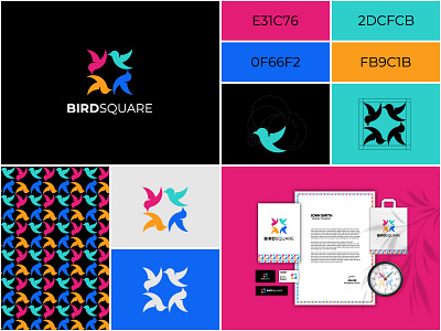 Bird square logo design bird business logo bird logo bird square logo brand guide brand identity brand style brand style guide branding creative bird logo creative logo logo and brand style guide logo and branding logo branding minimal bird logo modern bird logo modern logo negative space logo simple bird logo square logo