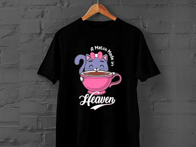 Coffee with cat, a match made in heaven T shirt design cat clothing coffee colorful combination design fashion graphic design heaven illustration kitten mug quote svg tshirt typography vector
