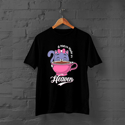 Coffee with cat, a match made in heaven T shirt design cat clothing coffee colorful combination design fashion graphic design heaven illustration kitten mug quote svg tshirt typography vector