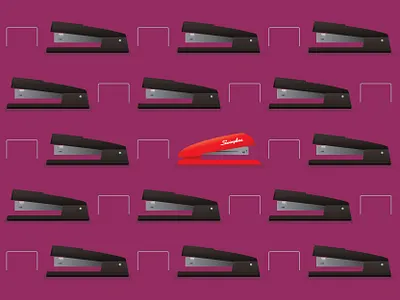 Red Swingline Stapler chris rooney desktop illustration office pattern repetition stapler staples supplies