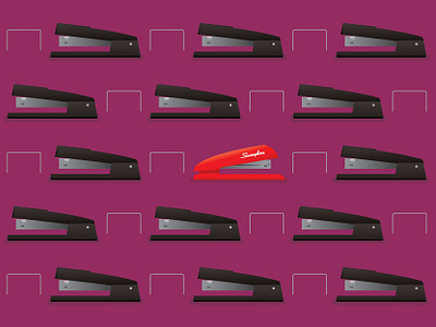 Red Swingline Stapler chris rooney desktop illustration office pattern repetition stapler staples supplies