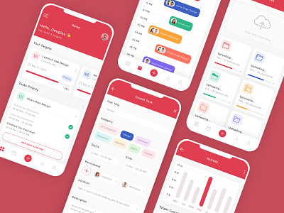 Project Management Mobile App UI Kit app calender chart design management manager project task management task manager ui ui design ui kit ux