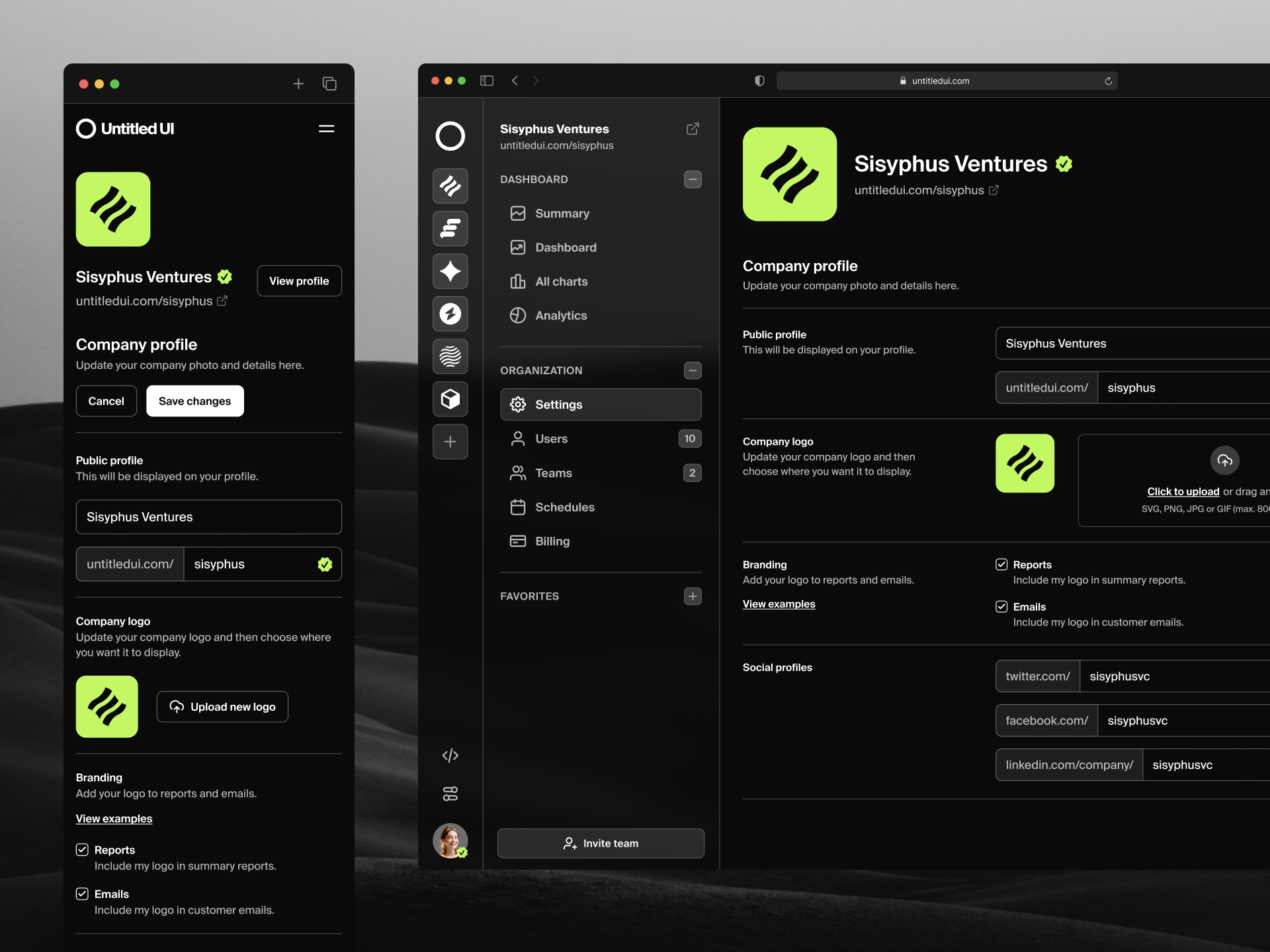 Company profile settings — Untitled UI by Jordan Hughes® on Dribbble