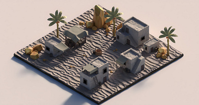 3D Isometric Desert Environment 3d 3dmodelling blender3d conceptart desert environment modelling