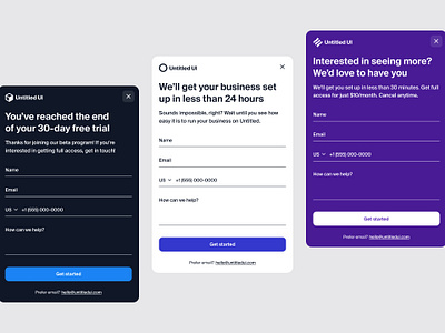 Contact modal — Untitled UI contact contact page contact us form get in touch modal pop up popup sign up signup
