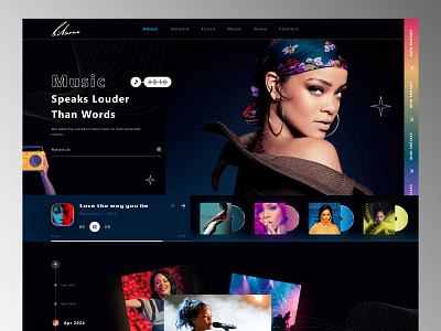 Rihanna Website Redesign concept homepage illustration interface landing page music music website redesign redesign concept redesign idea rihanna ui ux website website concept website design website redesign