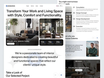 Ouroboros - Interior Design Website architecture bedroom clean company profile decoration furniture home decor home design home page interior interior design landing page living room product ui ui design uiux ux web design website