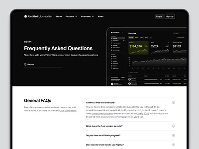 Frequently Asked Questions (FAQs) — Untitled UI documentation faqs frequently asked questions header minimal minimalism questions support docs support page web design wiki