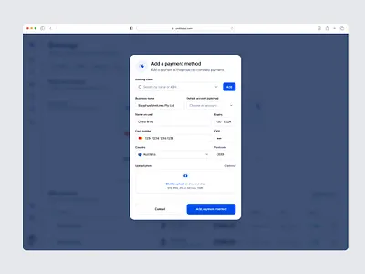 Payment details modal — Untitled UI figma file upload form modal payment settings pop over pop up popover popup preferences settings ui design user interface
