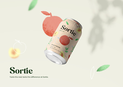 Sortie - Fruit Tea branding branding can colorful drink fruit tea grape illustration lemon packaging peach tea
