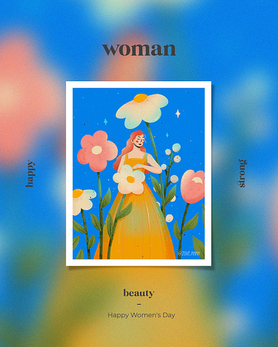 Happy Women's Day beauty blooming character design colorful flower happy illustration international women day portrait woman woman illustration women womens day