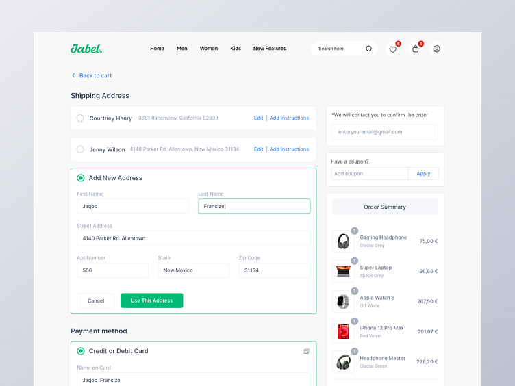 Checkout Page by Mohammad Jabel on Dribbble