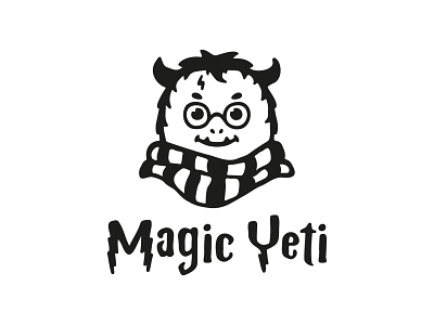 Magic Yeti bigfoot brand cartoon character cute for sale graphic design illustration logo logotype magic logo mark mascot minimal monster potter sasquatch typography vector yeti logo