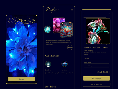 DeoFlora branding deod design designe flower mobile ui uiux ux vector