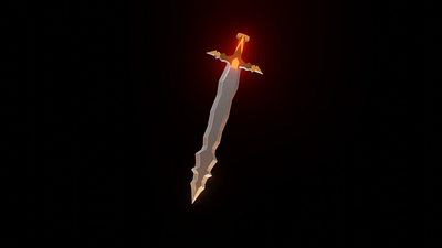 Low poly Golden red sword 3d animation lowpoly