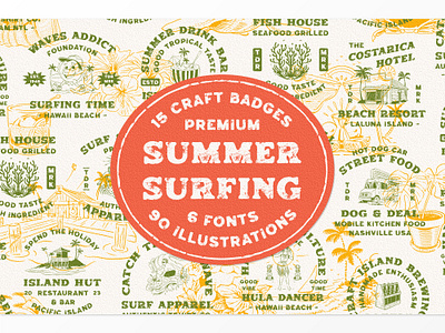 Summer Surfing Badge Template t shirt