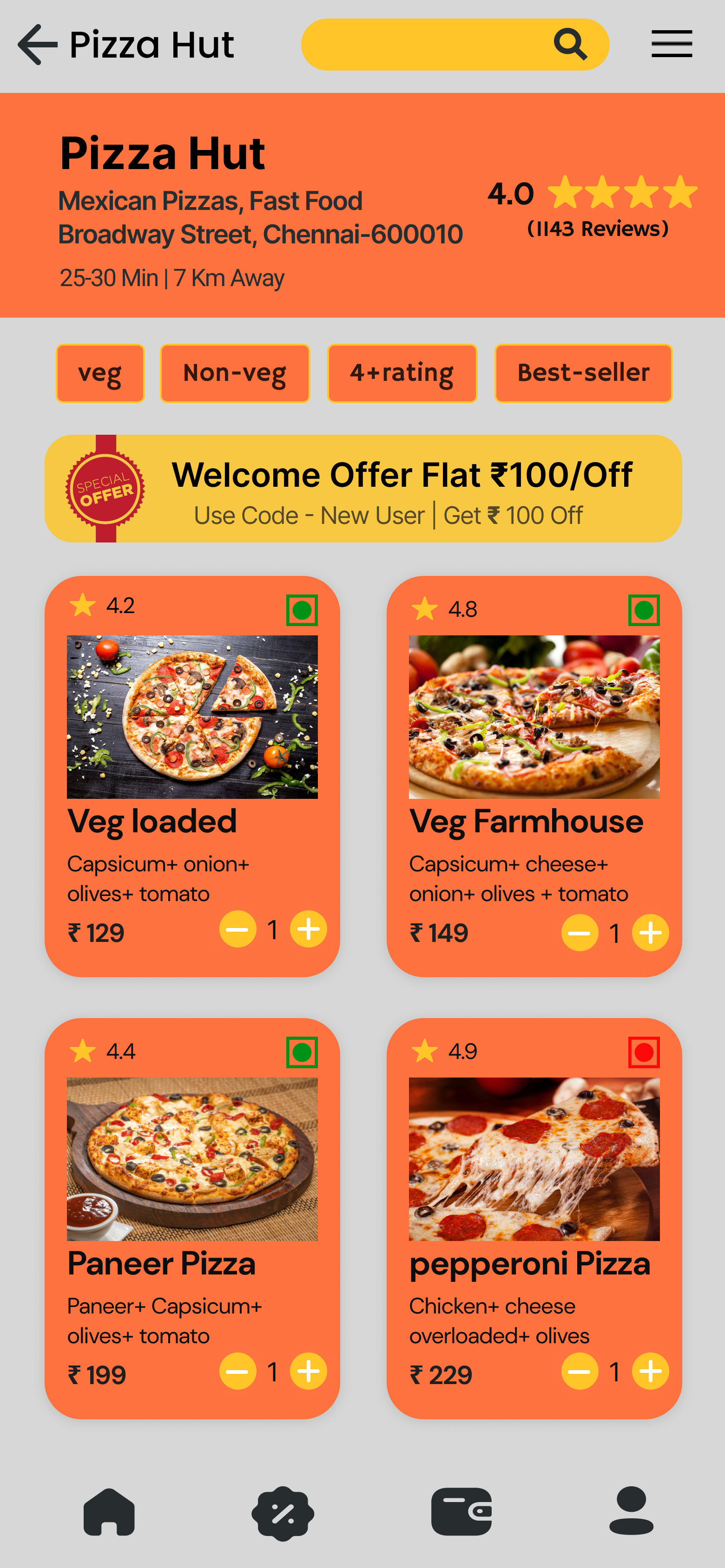 pizza hut menu UI food menu ui