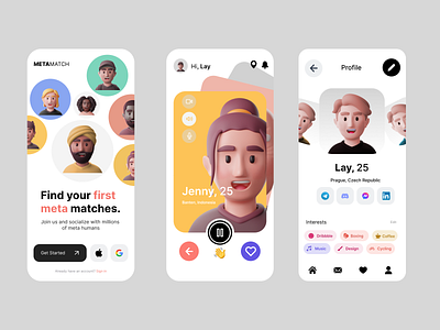 Mobile Design for Dating App app design ui ux