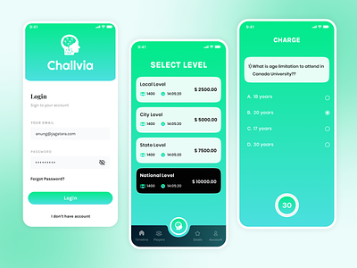 Challvia - Educational Trivia Game app design application design challvia challvia application design game app game app design game application game application design mobile app mobile app design mobile application mobile ui quiz game quiz game application ui ui design uiux ux ux design