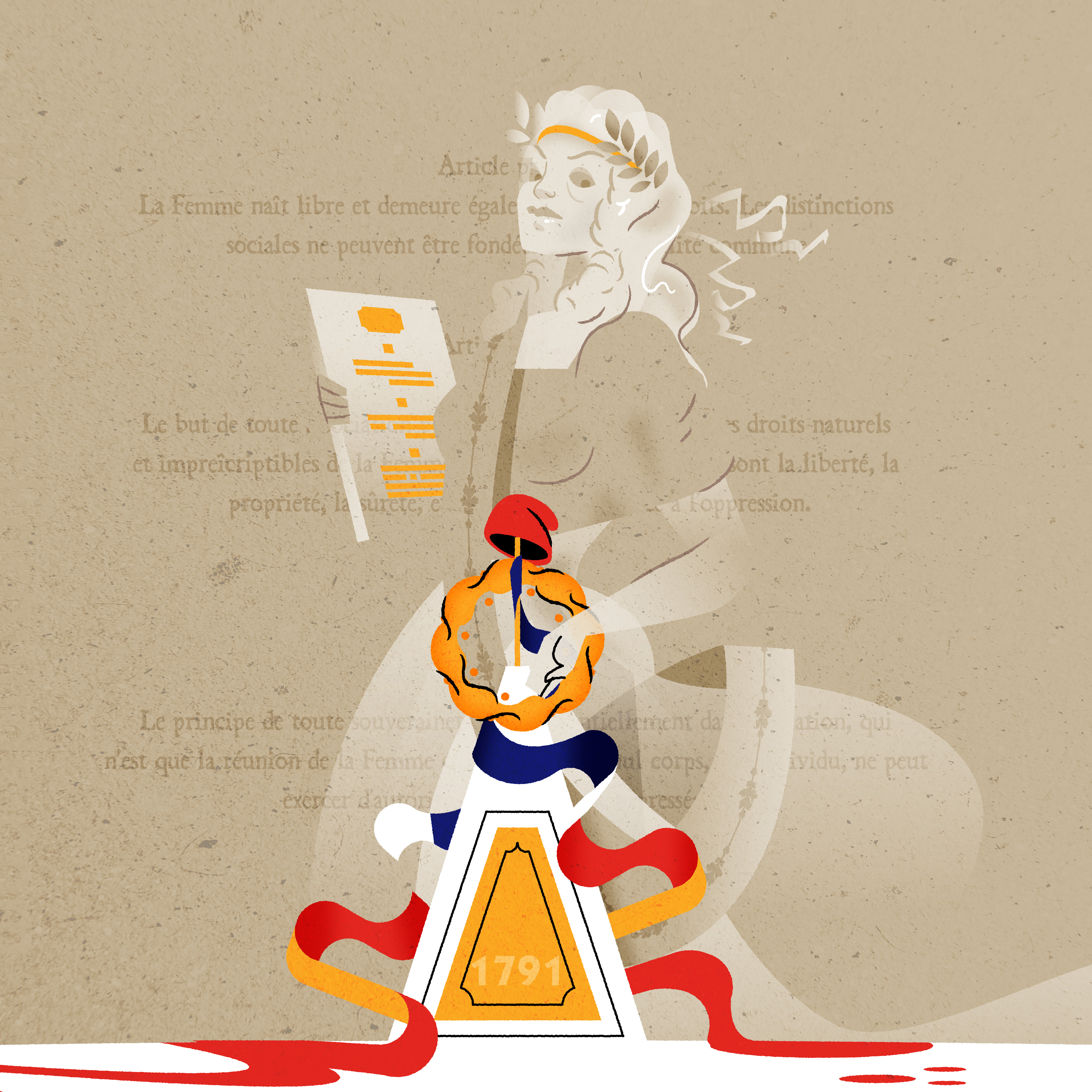 Olympe de Gouges character design feminism france french illustration illustrator minimalist texture vector women womens rights