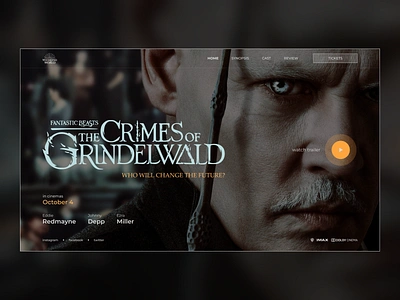 Movie promo | Website design black clean dark design fantastic beasts figma graphic design harry potter hogwarts legacy interface johnny depp landing ui ux webdesign