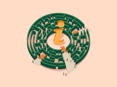 Information shortcuts communication editorial illustration information labyrinth maze public
