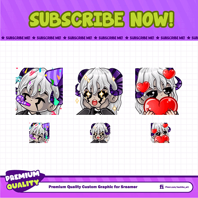 cute boy with horns design discord emotes facebook emotes hachiko hachiko art illustration kawaii logo loyalty badges sub badges sub emotes twitch twitch emotes youtube emotes