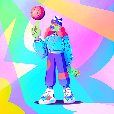 The Gen Z Homies 2d art basketball bright character character design color colour design fun gen z girl her illustration player she shoes