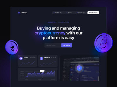 Cryptocurrency Platform Concept bato bato web agency batowebagency black concept crypto cryptocurrency dark design ethereum landing ui uiux user experience user interface ux web web design webdesign website