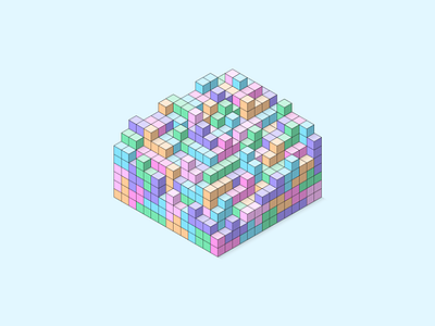 Torrential Tetris creative design digital art gaming geometric graphic design illustration illustrator isometric line minimal retro tetris vector