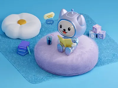 Robot Cat 3d blender illustration render