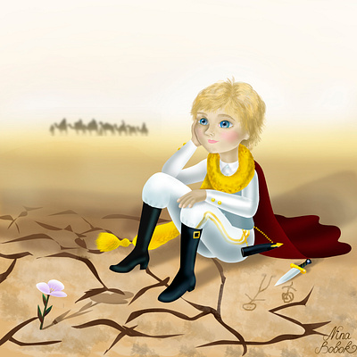 The Little Prince in desert adobephotoshop childrensbookart childrensbooks derkleineprinz desert ekzuperi graphic design illustration lepetitprince thelittleprince